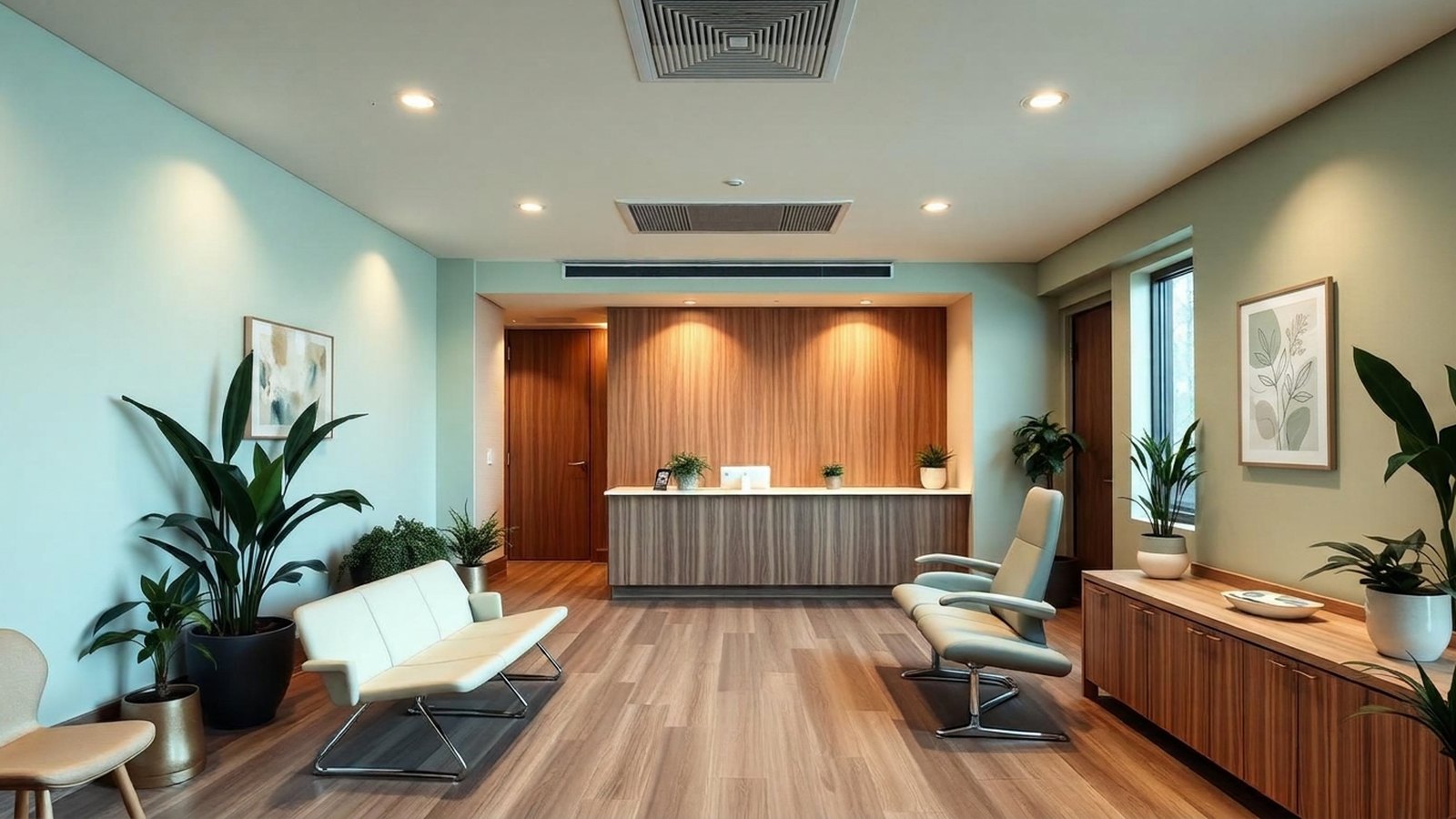 Warm, spa-like Seattle Oral Care reception area